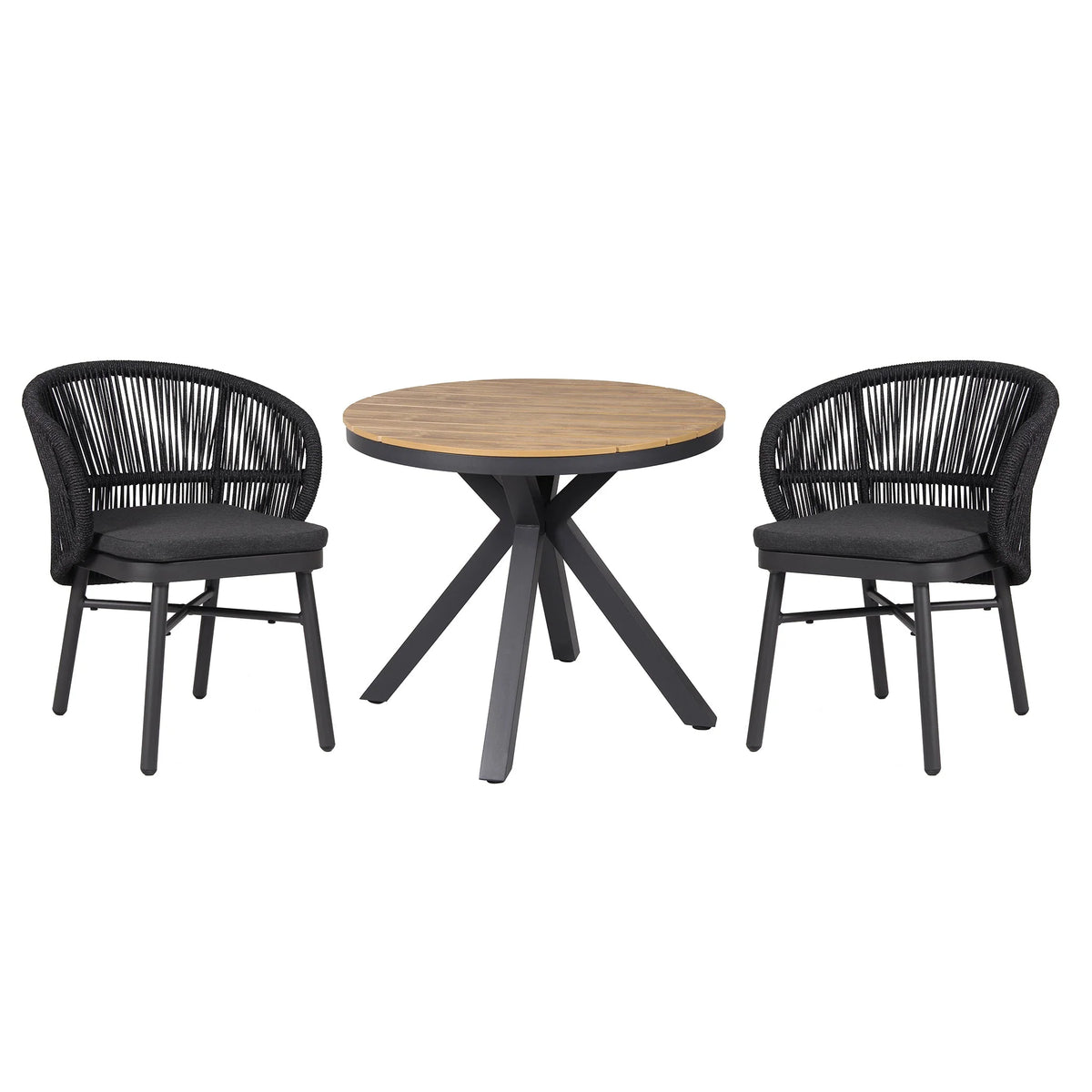 Inglewood | Coastal Charcoal Sand Brown Rope Outdoor Dining Chairs With Arms | Charcoal