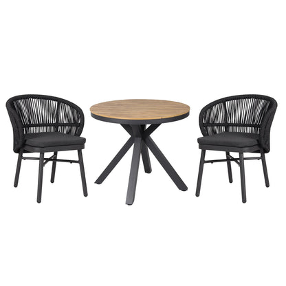 Inglewood | Coastal Charcoal Sand Brown Rope Outdoor Dining Chairs With Arms | Charcoal