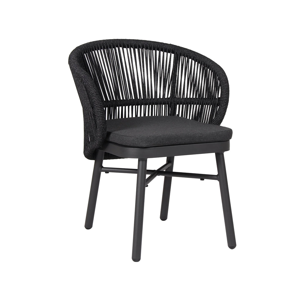 Inglewood | Coastal Charcoal Sand Brown Rope Outdoor Dining Chairs With Arms | Set Of 2