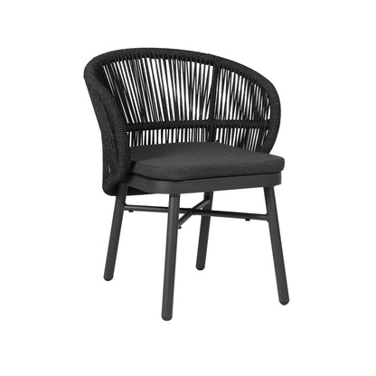 Inglewood | Coastal Charcoal Sand Brown Rope Outdoor Dining Chairs With Arms | Charcoal