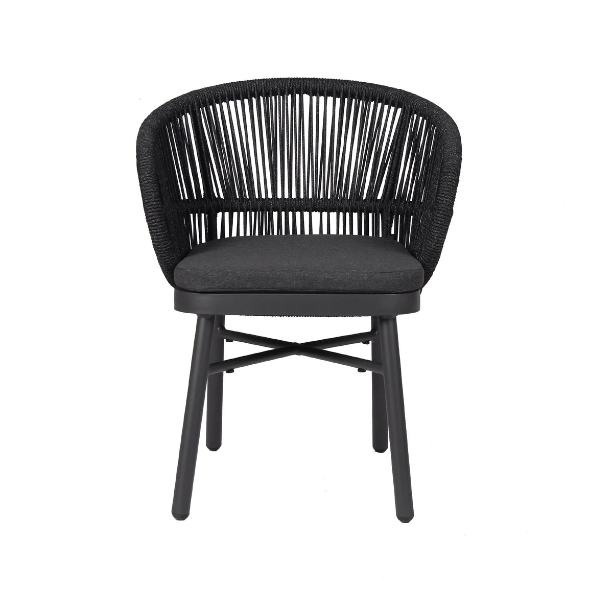 Inglewood | Coastal Charcoal Sand Brown Rope Outdoor Dining Chairs With Arms | Charcoal