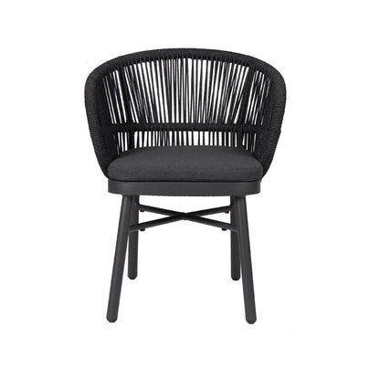 Inglewood | Coastal Charcoal Sand Brown Rope Outdoor Dining Chairs With Arms | Charcoal