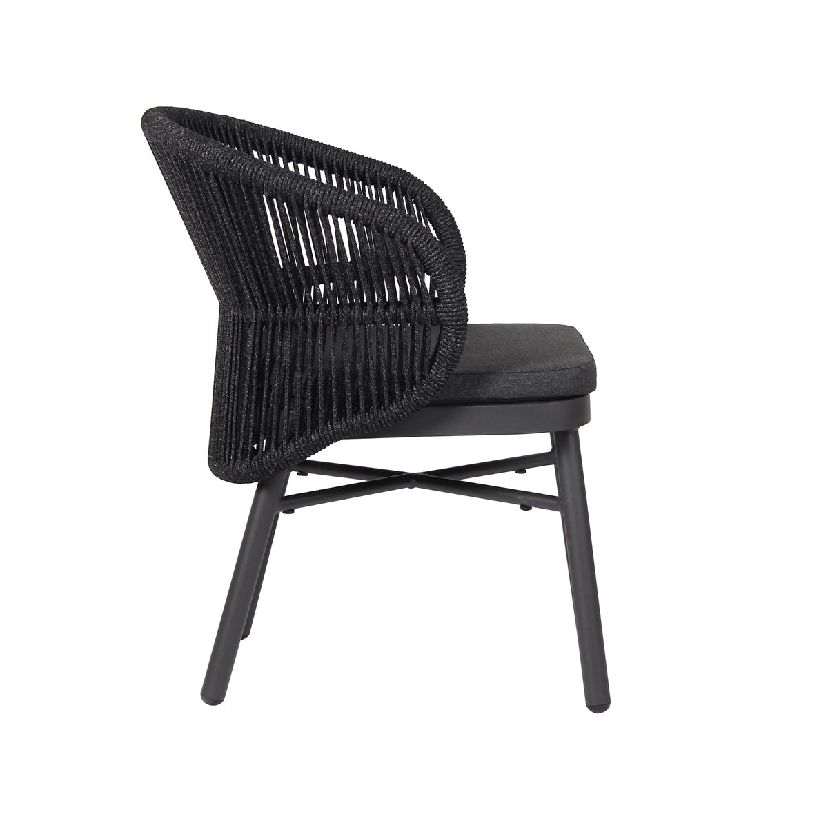 Inglewood | Coastal Charcoal Sand Brown Rope Outdoor Dining Chairs With Arms | Charcoal