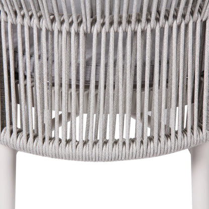 Inglewood | Coastal Charcoal Sand Brown Rope Outdoor Dining Chairs With Arms | Sand White