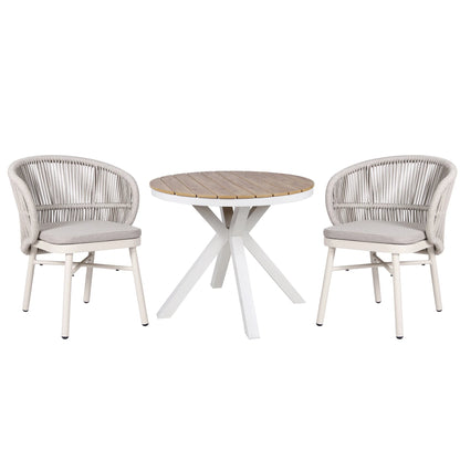 Inglewood | Coastal Charcoal Sand Brown Rope Outdoor Dining Chairs With Arms | Sand White