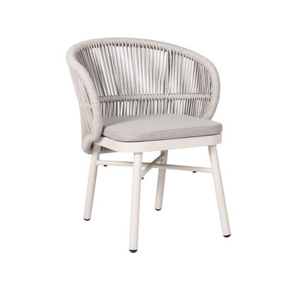 Inglewood | Coastal Charcoal Sand Brown Rope Outdoor Dining Chairs With Arms | Sand White