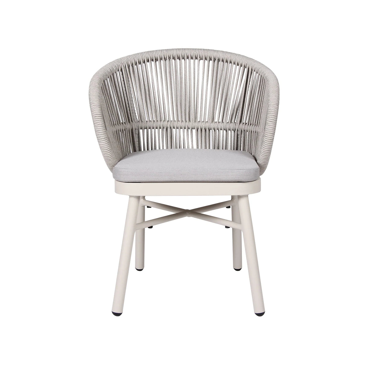Inglewood | Coastal Charcoal Sand Brown Rope Outdoor Dining Chairs With Arms | Sand White