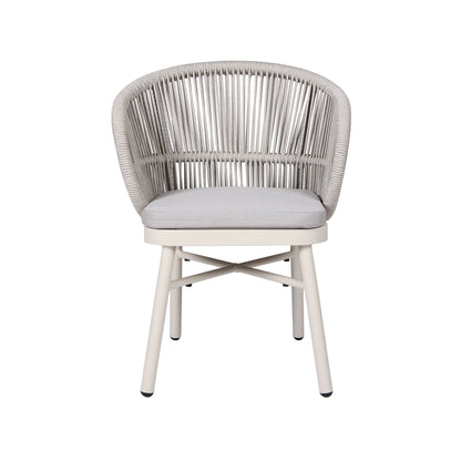 Inglewood | Coastal Charcoal Sand Brown Rope Outdoor Dining Chairs With Arms | Sand White