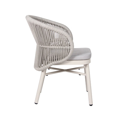 Inglewood | Coastal Charcoal Sand Brown Rope Outdoor Dining Chairs With Arms | Sand White