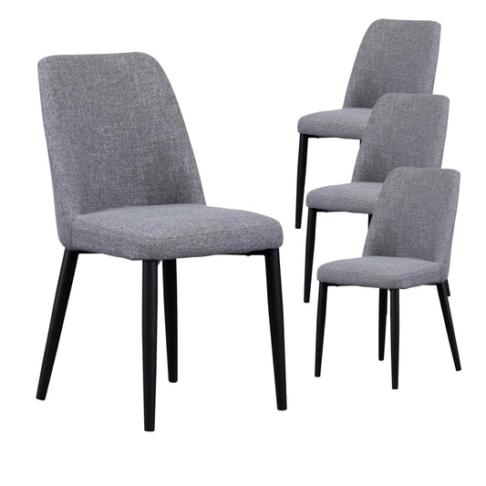 Innes | Modern Grey Fabric Dining Chairs | Set Of 4 | Pebble Grey