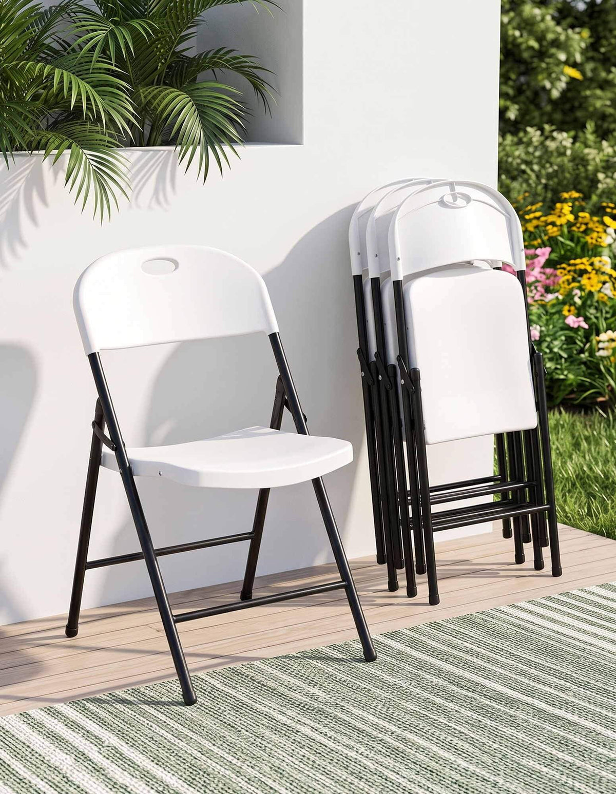 Innes | White Foldout Metal Outdoor Dining Chairs | Set Of 4