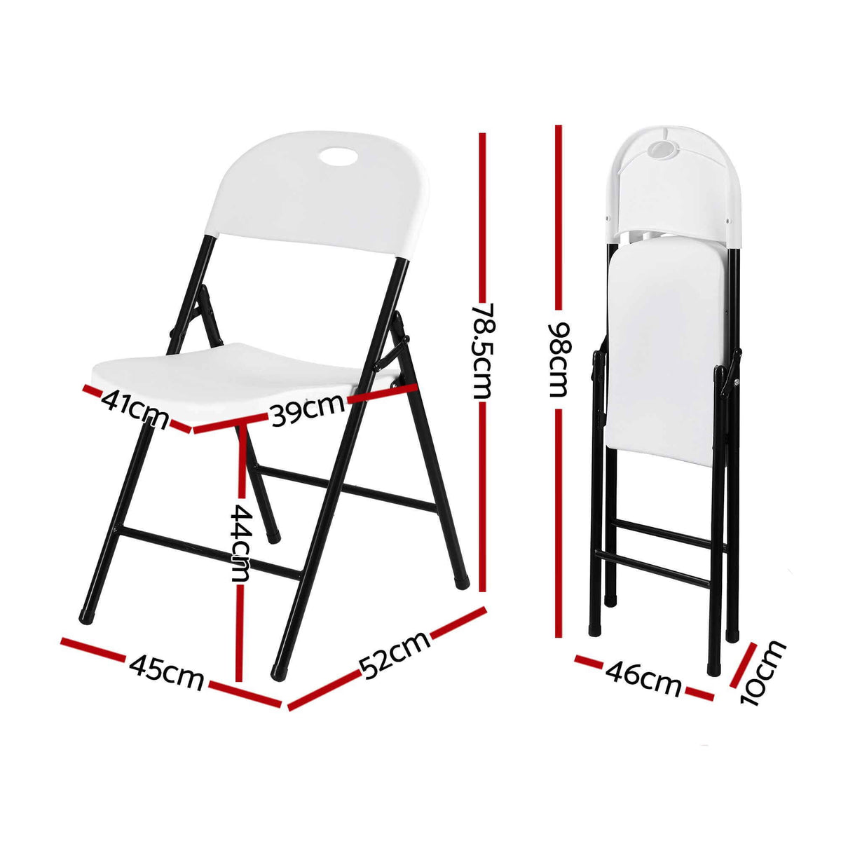 Innes | White Foldout Metal Outdoor Dining Chairs | Set Of 4 | White