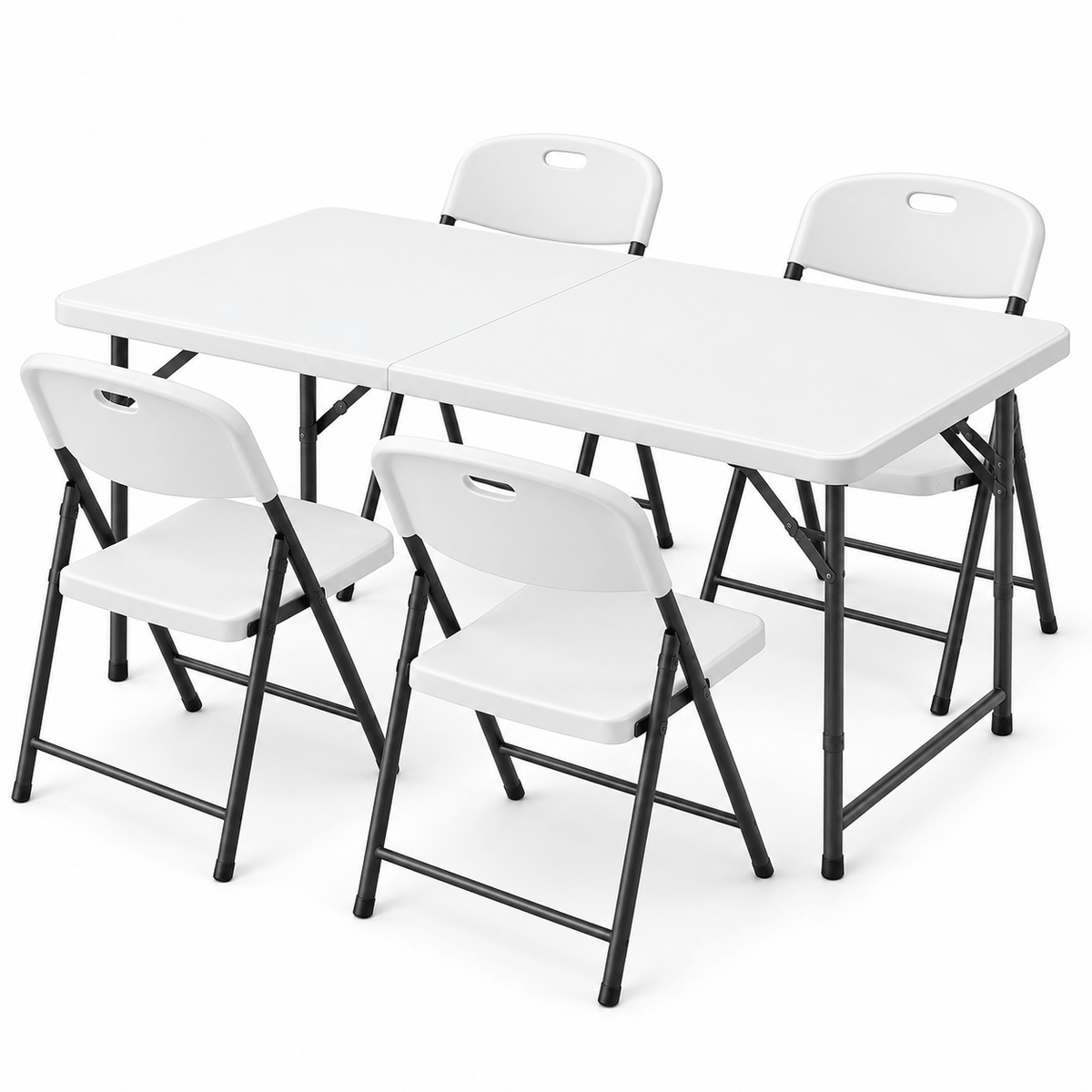 Innes | White Foldout Metal Outdoor Dining Table Set 4 and 8 Seater | Set Of 4