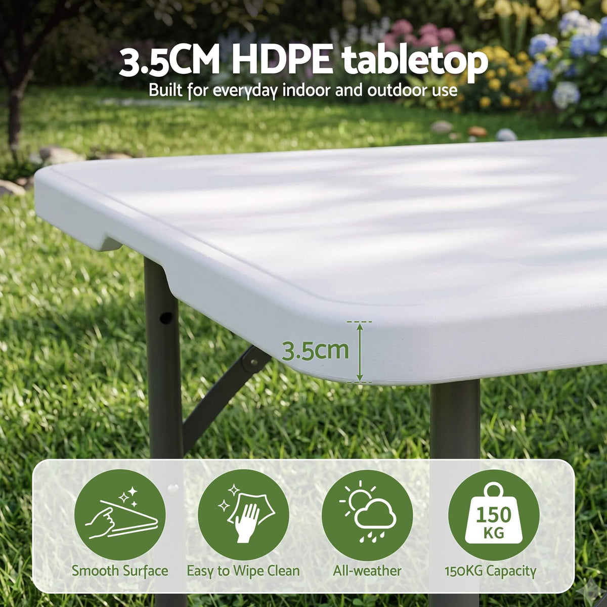 Innes | White Foldout Metal Outdoor Dining Table Set 4 and 8 Seater | Set Of 4