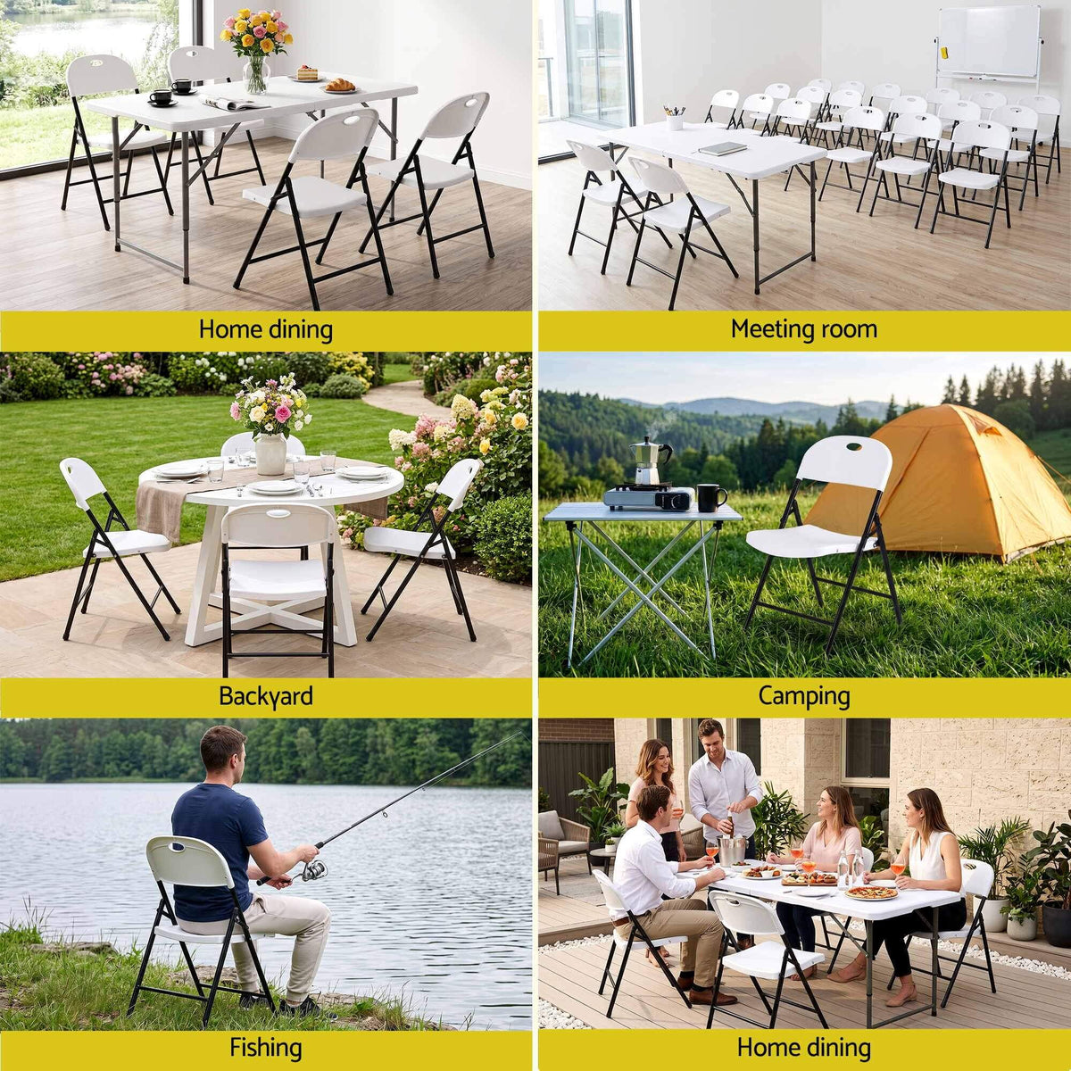Innes | White Foldout Metal Outdoor Dining Chairs | Set Of 4 | White