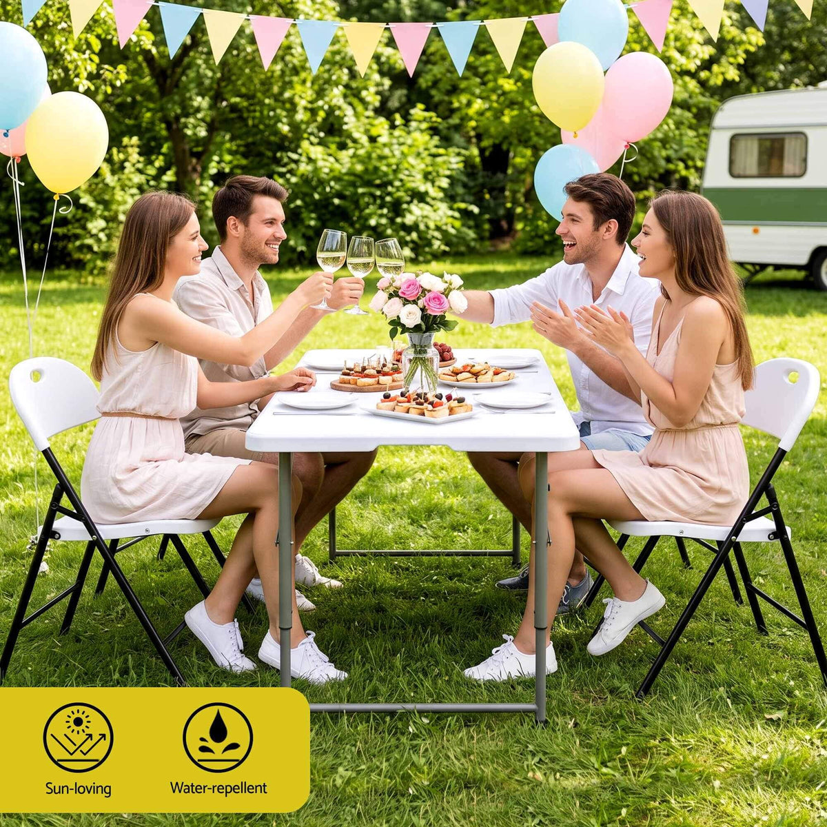 Innes | White Foldout Metal Outdoor Dining Chairs | Set Of 4 | White