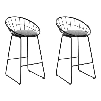 Ivory | Modern Industrial Grey Black Metal Bar Stools | Set Of 2 | Grey