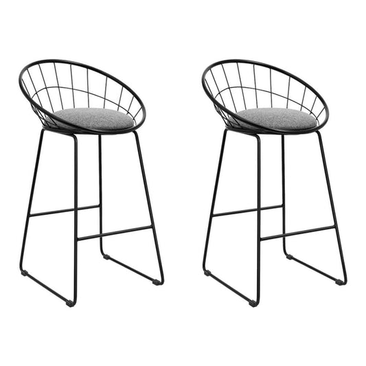 Ivory | Modern Industrial Grey Black Metal Bar Stools | Set Of 2 | Grey