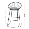 Ivory | Modern Industrial Grey Black Metal Bar Stools | Set Of 2