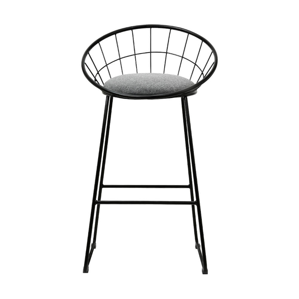 Ivory | Modern Industrial Grey Black Metal Bar Stools | Set Of 2 | Grey