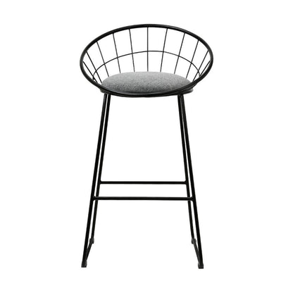 Ivory | Modern Industrial Grey Black Metal Bar Stools | Set Of 2 | Grey