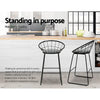 Ivory | Modern Industrial Grey Black Metal Bar Stools | Set Of 2
