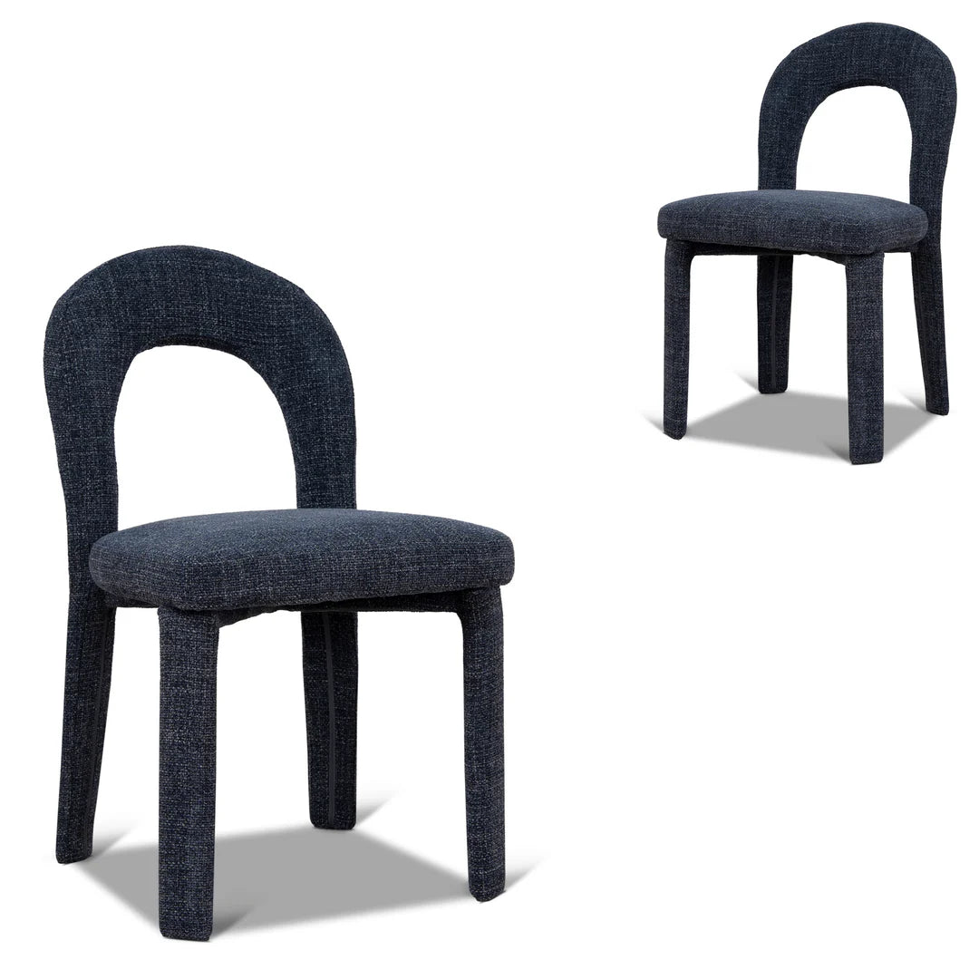 Jansen | Modern Metal Navy Blue Fabric Dining Chairs | Set Of 2 | Navy