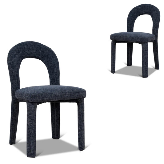 Jansen | Modern Metal Navy Blue Fabric Dining Chairs | Set Of 2 | Navy