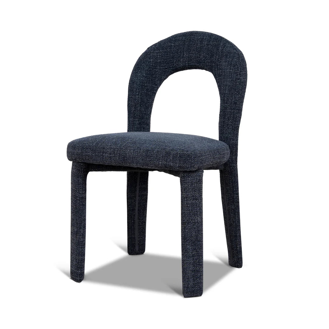 Jansen | Modern Metal Navy Blue Fabric Dining Chairs | Set Of 2 | Navy