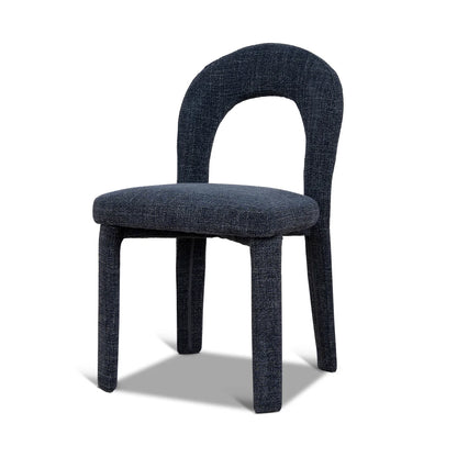 Jansen | Modern Metal Navy Blue Fabric Dining Chairs | Set Of 2 | Navy