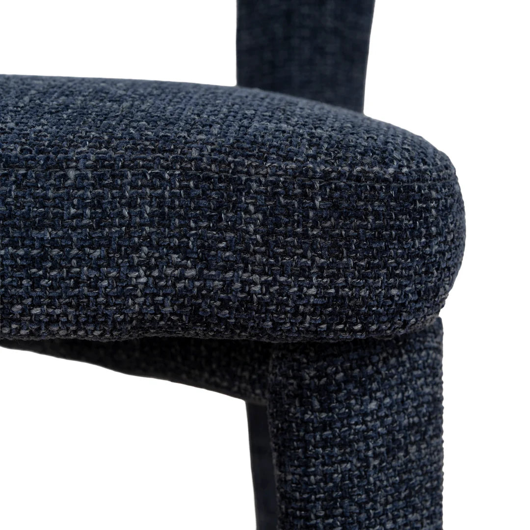 Jansen | Modern Metal Navy Blue Fabric Dining Chairs | Set Of 2 | Navy