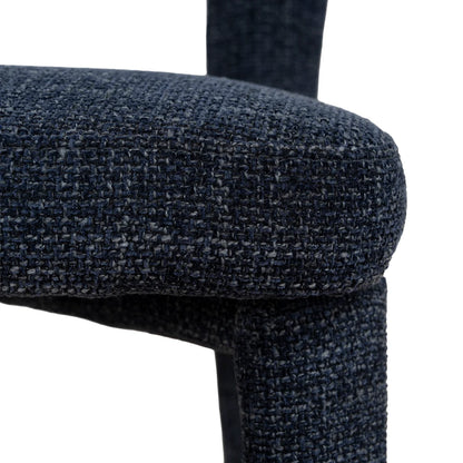 Jansen | Modern Metal Navy Blue Fabric Dining Chairs | Set Of 2 | Navy