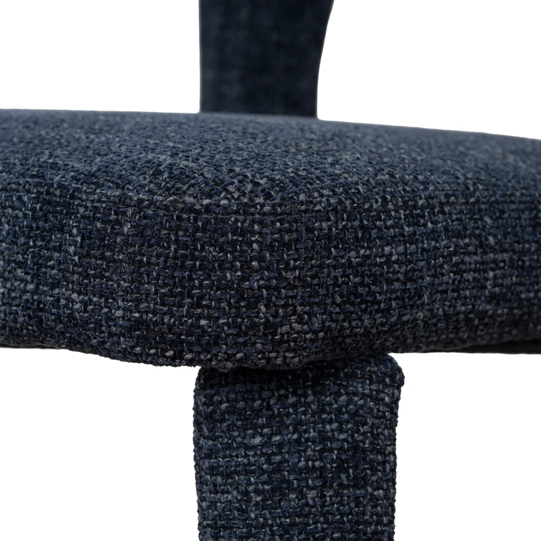 Jansen | Modern Metal Navy Blue Fabric Dining Chairs | Set Of 2 | Navy