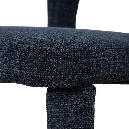 Jansen | Modern Metal Navy Blue Fabric Dining Chairs | Set Of 2 | Navy