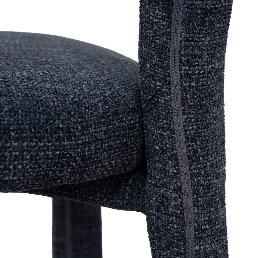 Jansen | Modern Metal Navy Blue Fabric Dining Chairs | Set Of 2 | Navy