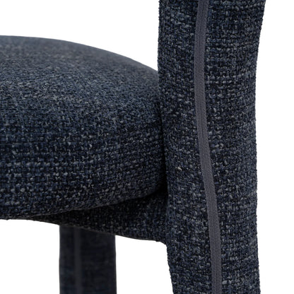 Jansen | Modern Metal Navy Blue Fabric Dining Chairs | Set Of 2 | Navy