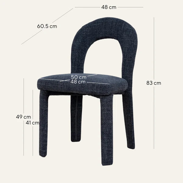 Jansen | Modern Metal Navy Blue Fabric Dining Chairs | Set Of 2 | Navy