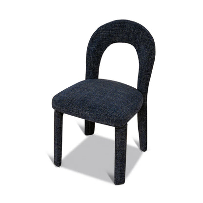Jansen | Modern Metal Navy Blue Fabric Dining Chairs | Set Of 2 | Navy