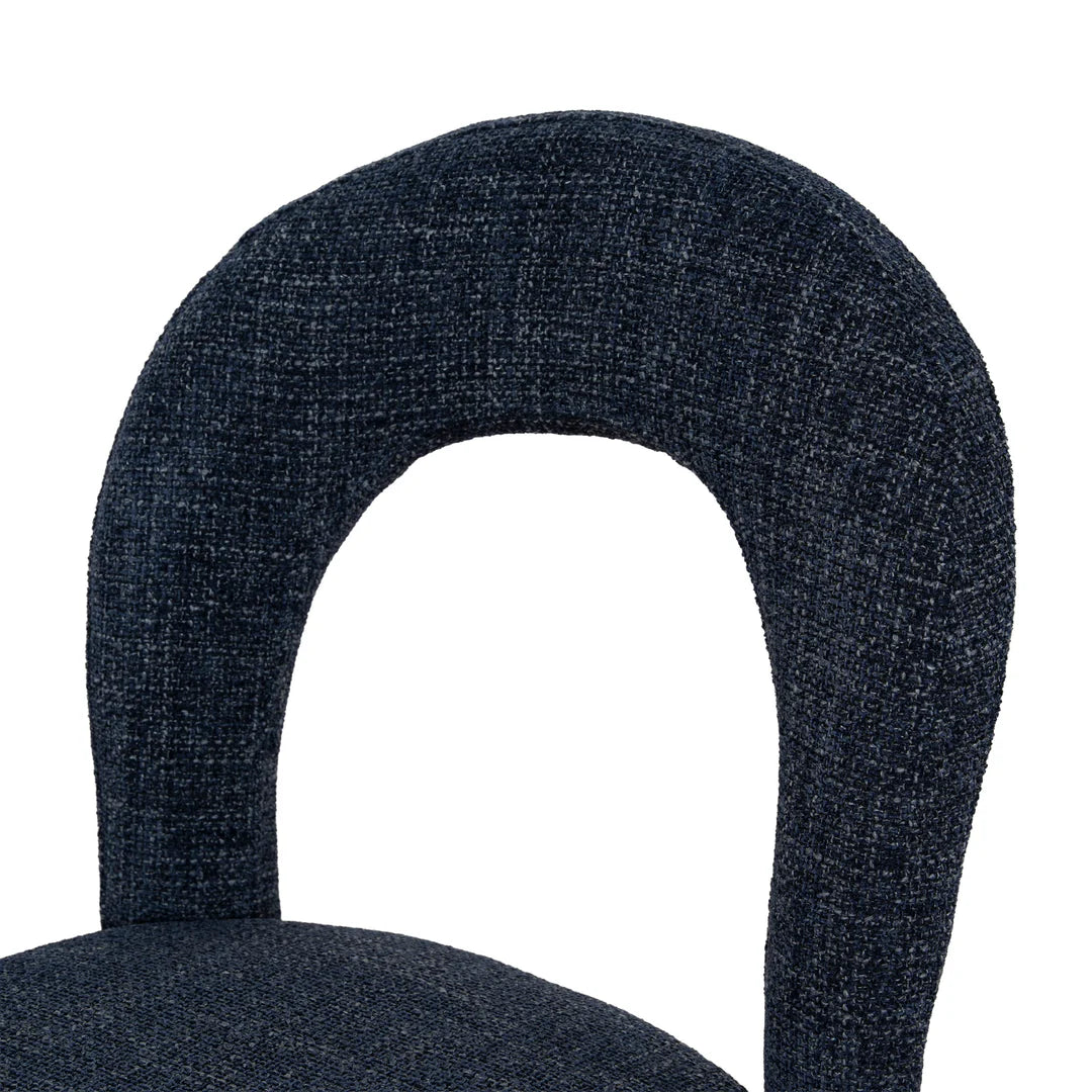 Jansen | Modern Metal Navy Blue Fabric Dining Chairs | Set Of 2 | Navy
