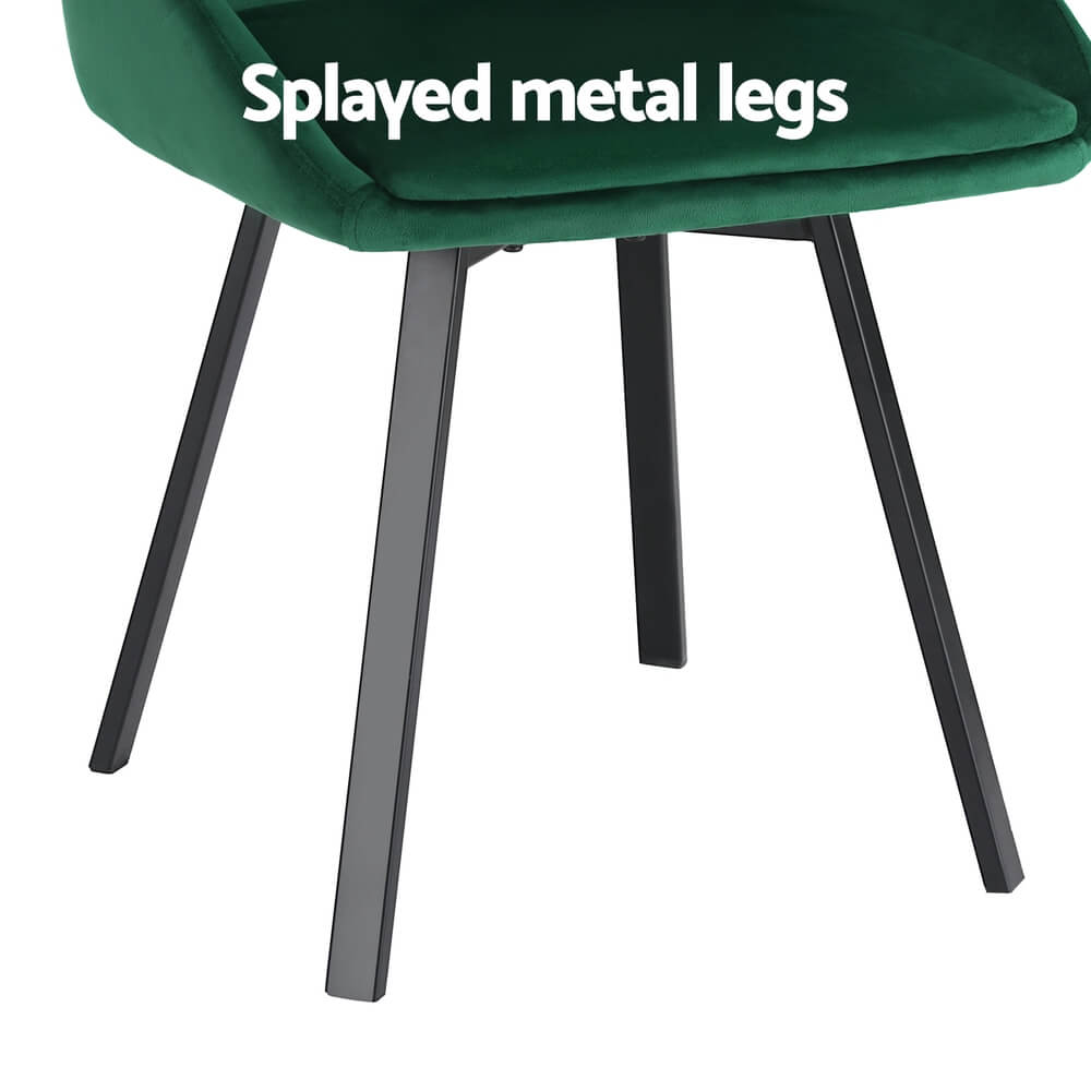 Johnston | Modern Green Velvet Upholstered Swivel Dining Chairs | Set Of 2
