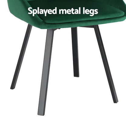 Johnston | Modern Green Velvet Upholstered Swivel Dining Chairs | Set Of 2