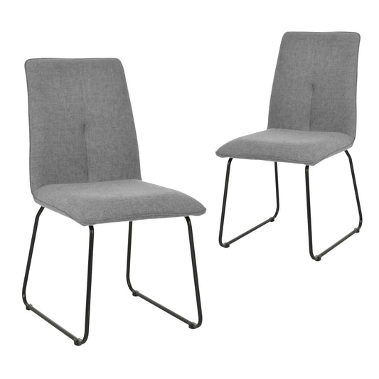Jurien | Modern Metal Boucle Fabric Dining Chairs | Set Of 2 | Grey