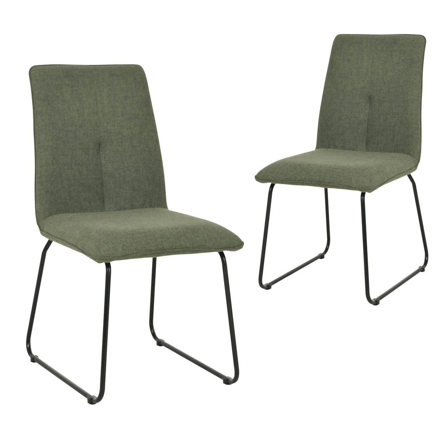 Jurien | Modern Metal Boucle Fabric Dining Chairs | Set Of 2 | Pine Green
