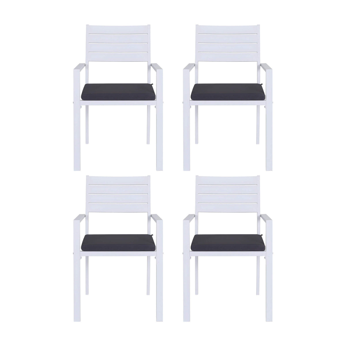Kalimna | Coastal Metal White Indoor Outdoor Dining Chairs With Arms | Set Of 4 | White