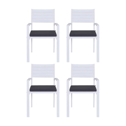 Kalimna | Coastal Metal White Indoor Outdoor Dining Chairs With Arms | Set Of 4 | White