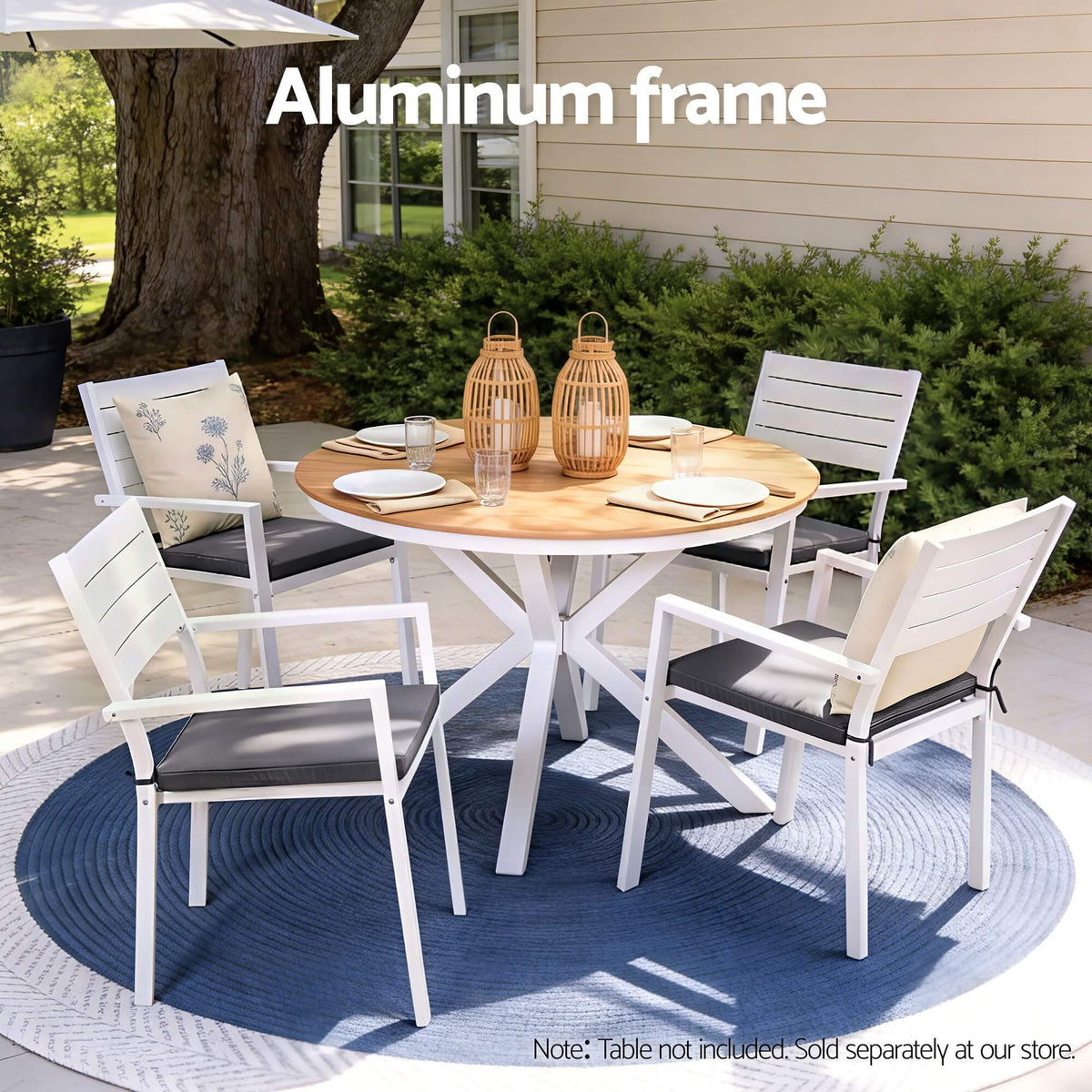 Kalimna | Coastal Metal White Indoor Outdoor Dining Chairs With Arms | Set Of 4 | White