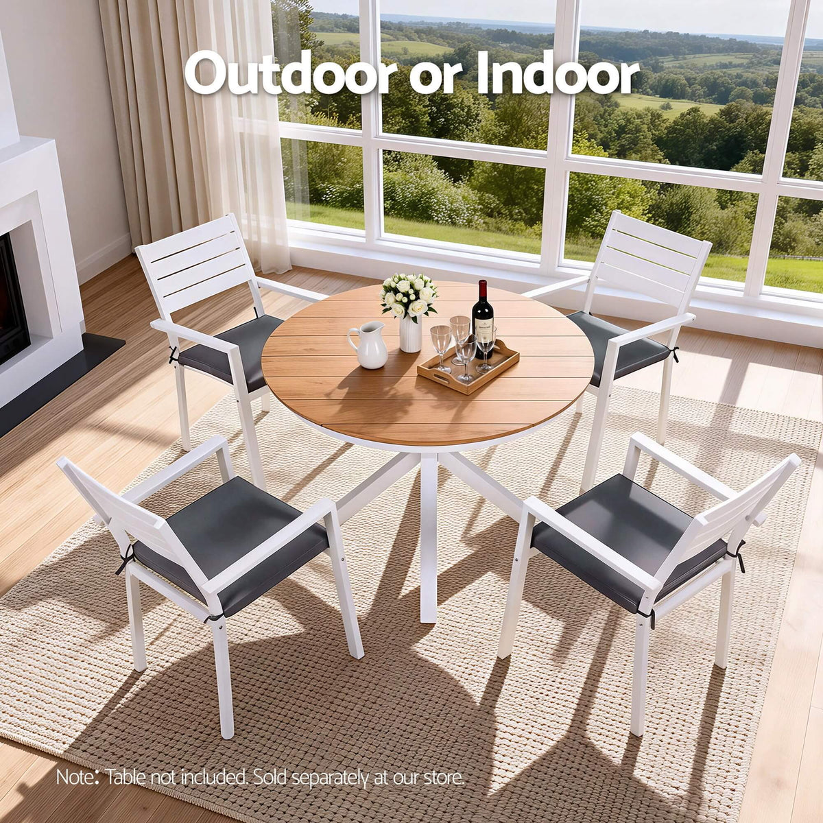 Kalimna | Coastal Metal White Indoor Outdoor Dining Chairs With Arms | Set Of 4 | White