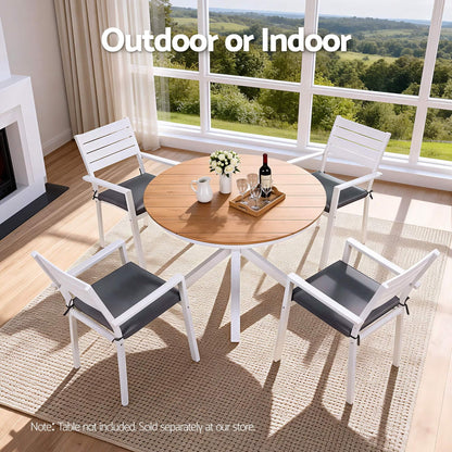 Kalimna | Coastal Metal White Indoor Outdoor Dining Chairs With Arms | Set Of 4 | White