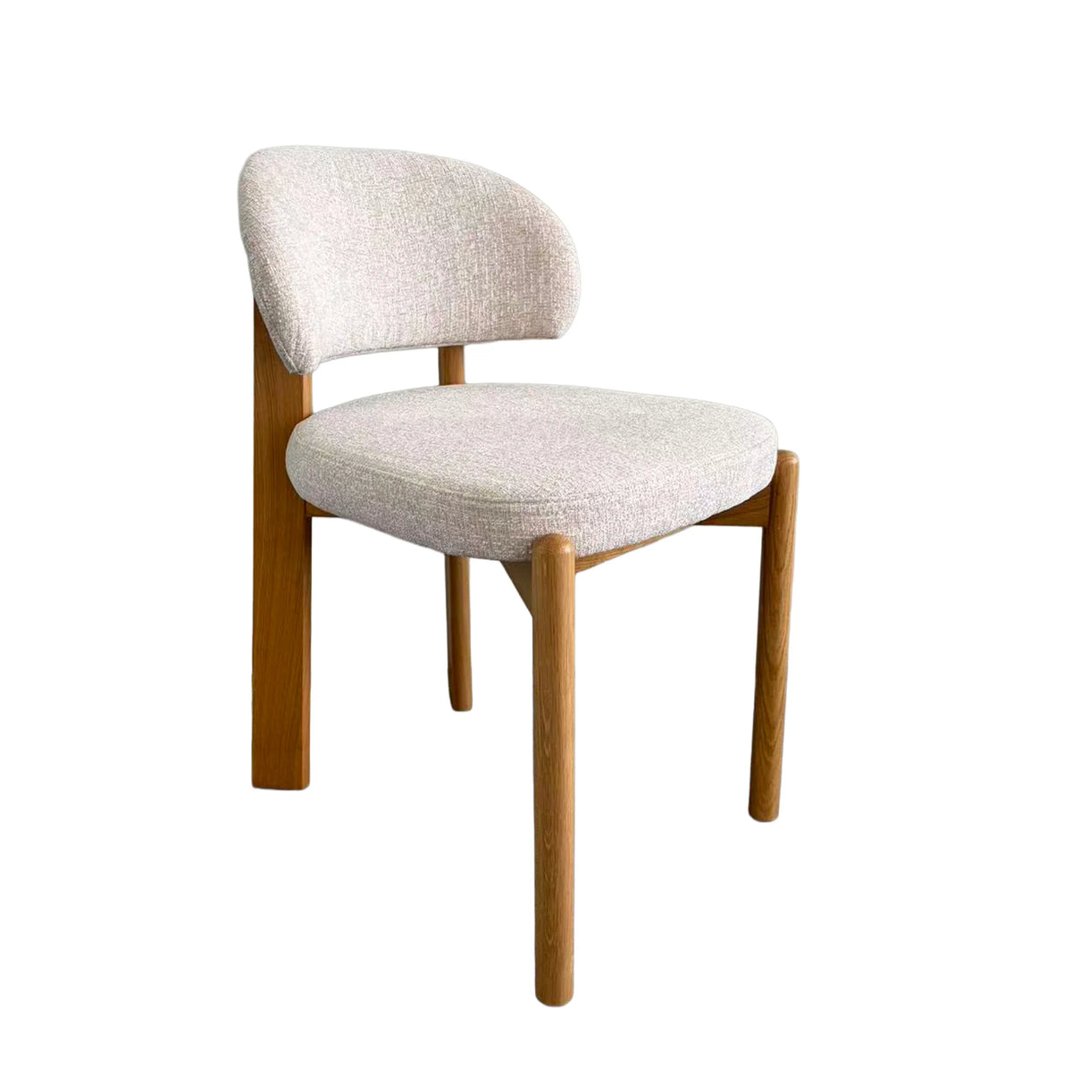 Kalmia | Coastal Beige Taupe Wooden Fabric Upholstered Dining Chairs | Set Of 2