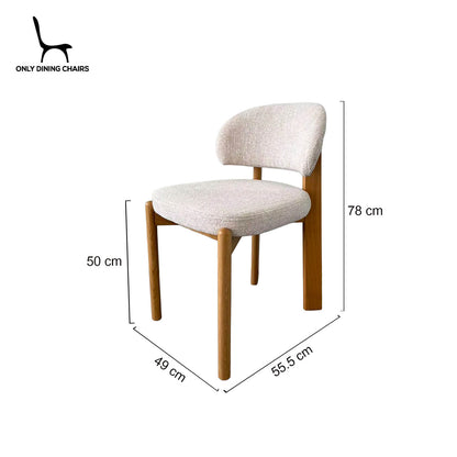 Kalmia | Coastal Beige Taupe Wooden Fabric Upholstered Dining Chairs | Set Of 2 | Beige